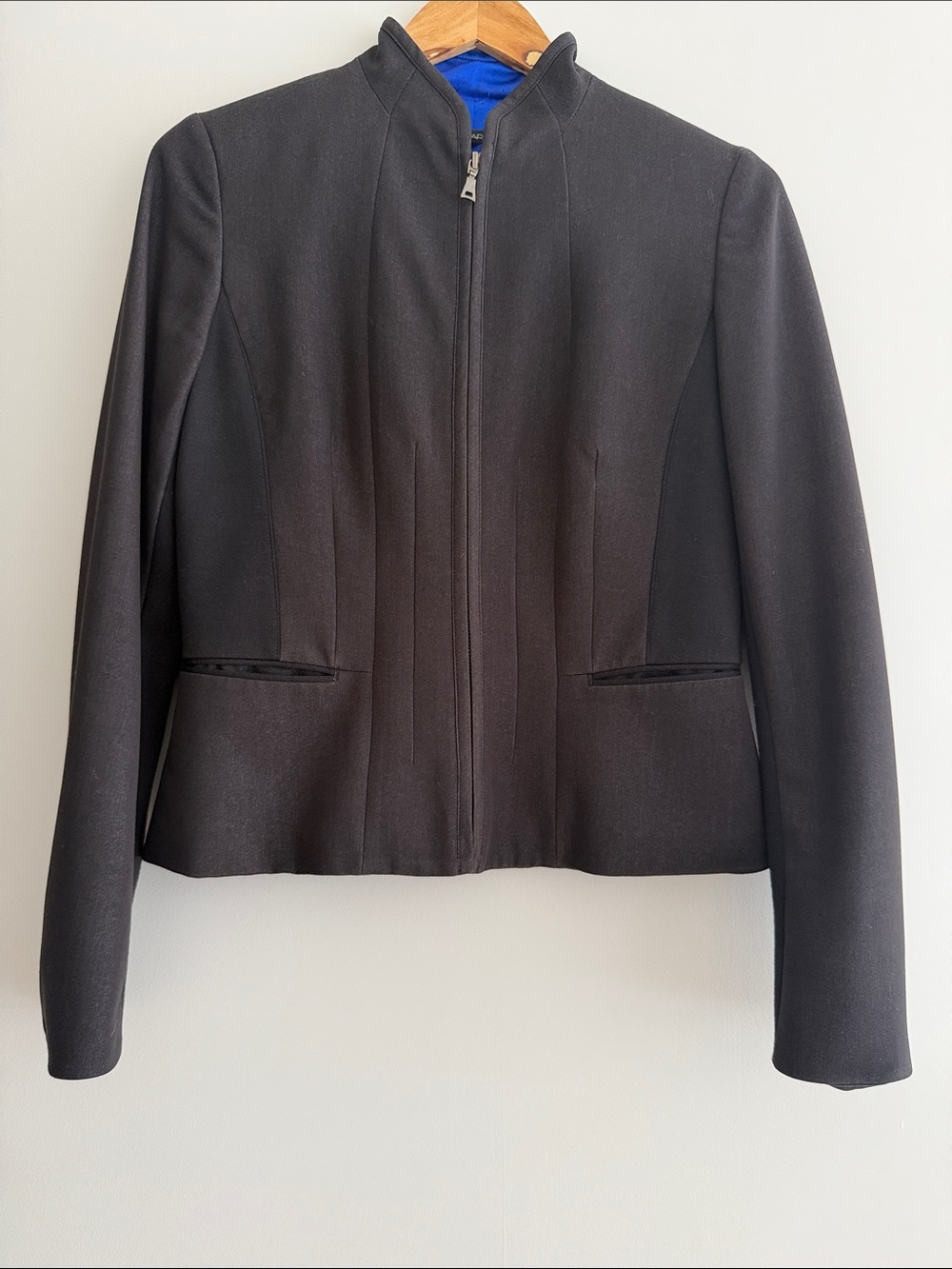 Tahari Black Zip-Front Tailored Jacket